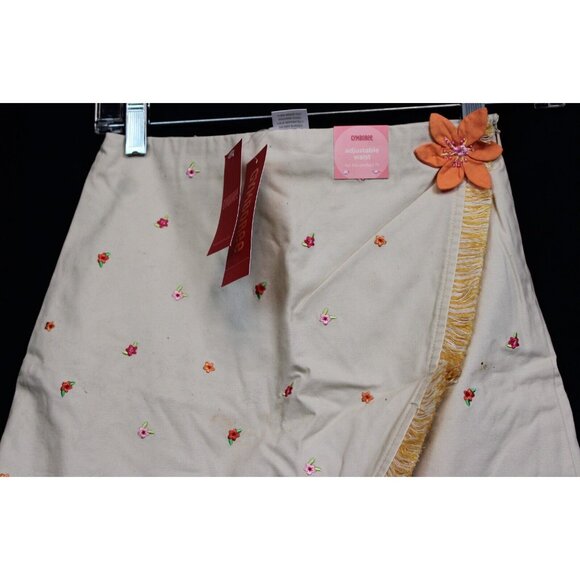 NWT 2005 Gymboree Tropical Paradise Khaki Wrap Around Skirt Fringe Flower size 8 - Picture 5 of 9